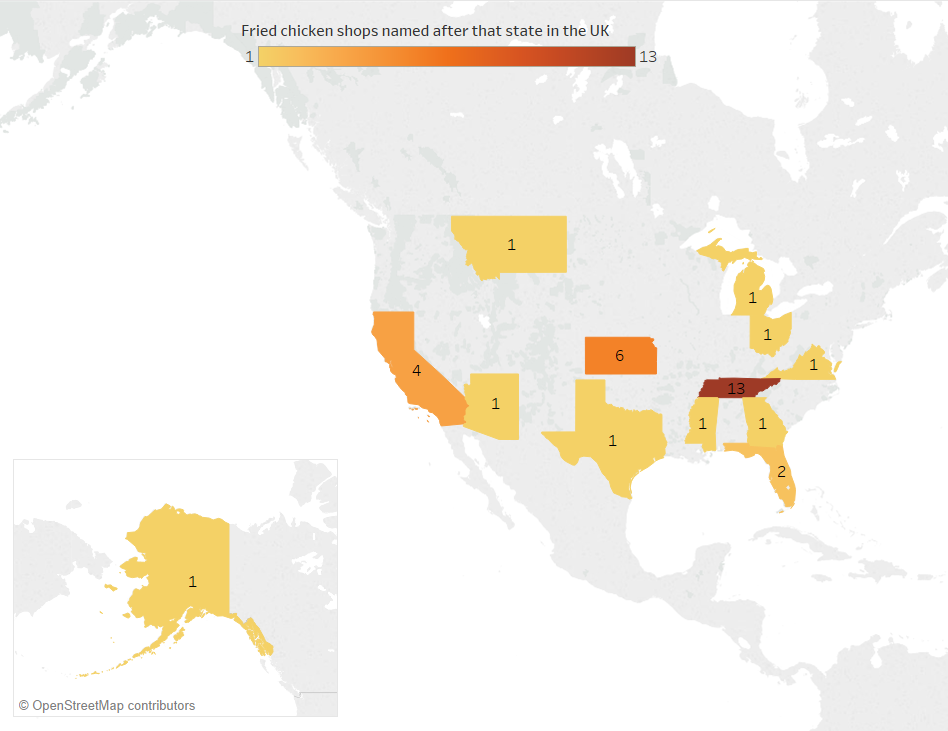 1 state fried chicken map